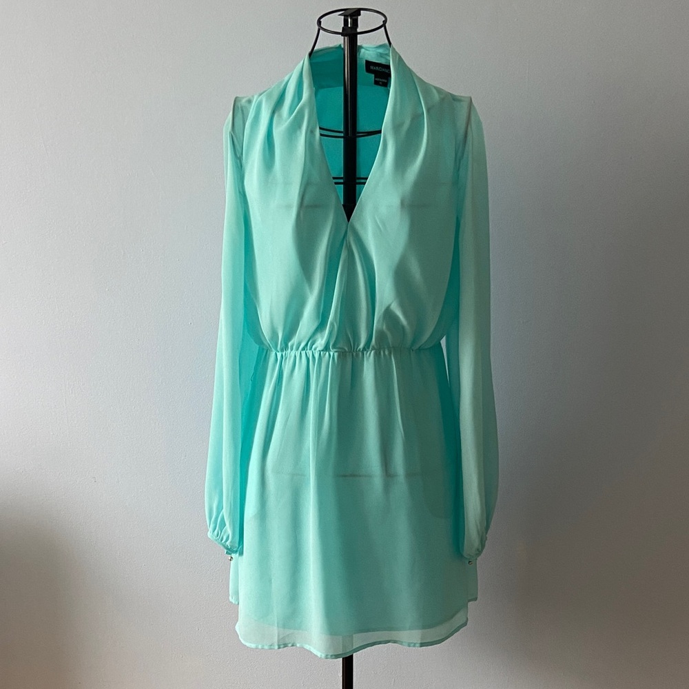 Marciano Aqua Blue Knee-Length, Long-Sleeve Dress in Size XS